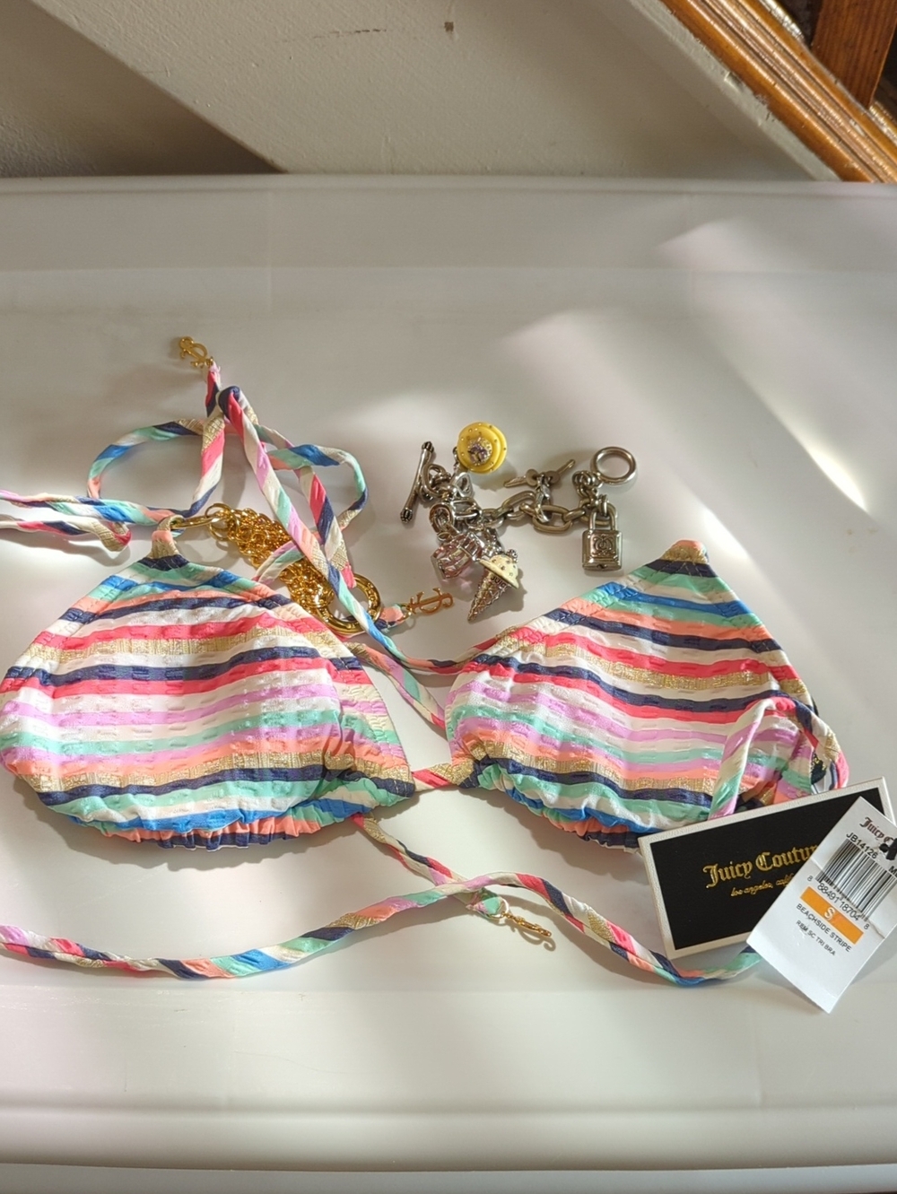 Vintage Juicy Couture Silver Charm Bracelet With Bikini Top